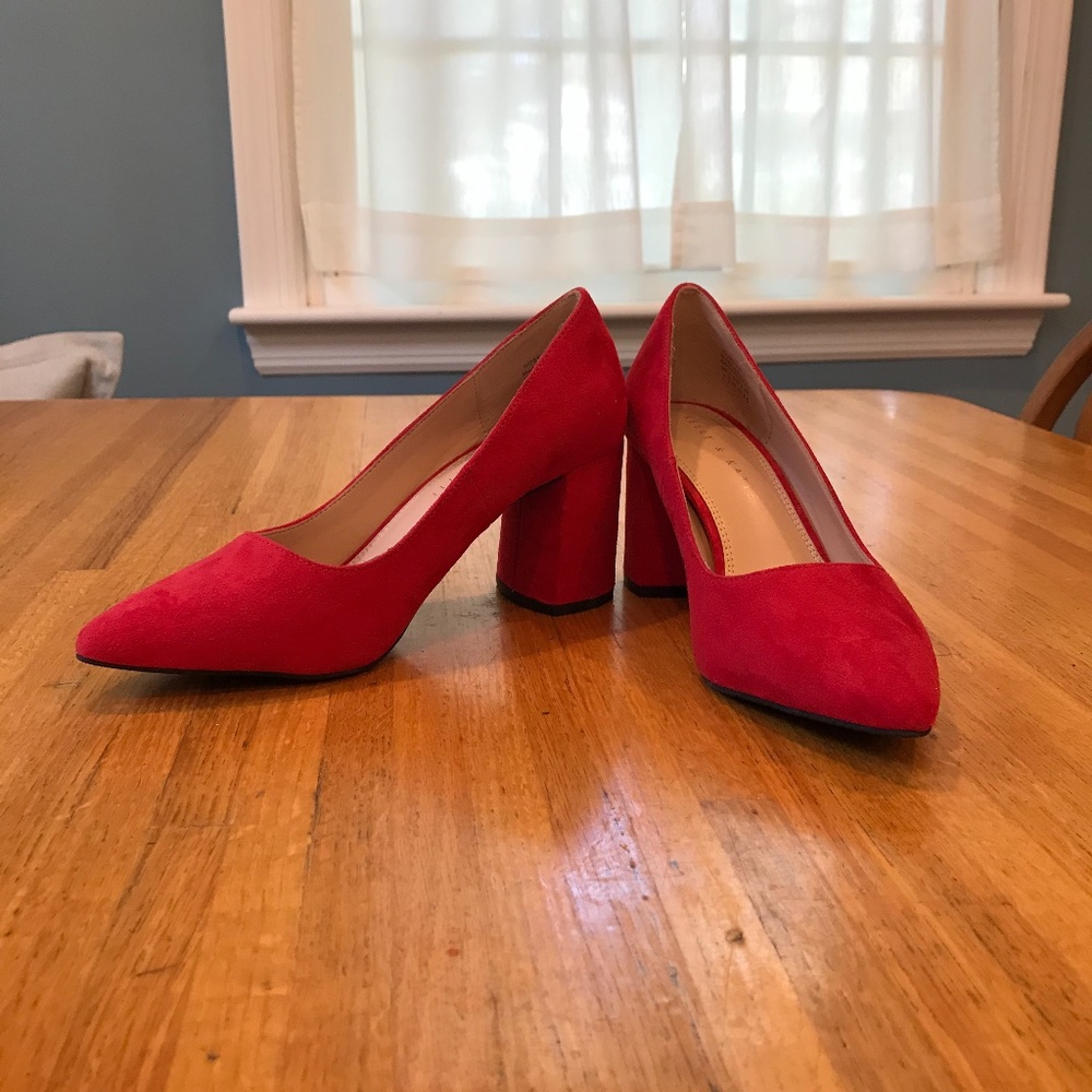 Red Suede Pumps